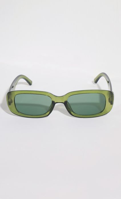 Eyewear > Beverly Rectangular Retro Sunglasses in Clear Green