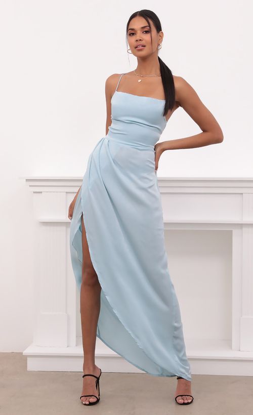Picture Ciara Satin Luxe Maxi in Dusty Blue. Source: https://media.lucyinthesky.com/data/May21_2/500xAUTO/1V9A4331.JPG