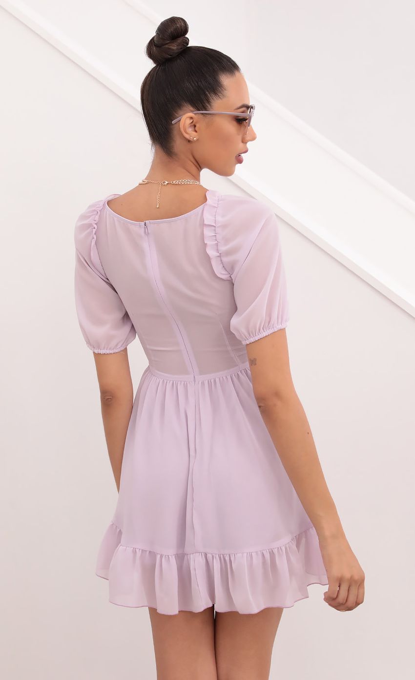 Picture Samantha Keyhole Cutout Dress in Lavender. Source: https://media.lucyinthesky.com/data/May21_2/850xAUTO/1V9A1702.JPG