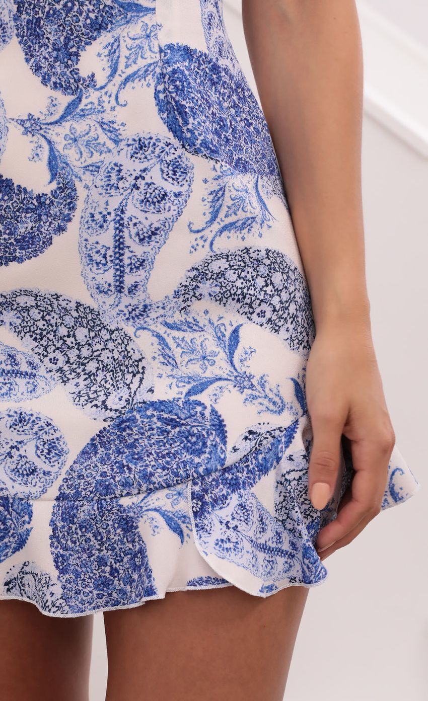Picture Aubrey Ruffle Dress In Paisley Blue. Source: https://media.lucyinthesky.com/data/May21_2/850xAUTO/1V9A2356.JPG