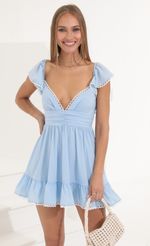 Picture Gaby Fit and Flare Dress in Blue. Source: https://media.lucyinthesky.com/data/May22_1/150xAUTO/1V9A4763.JPG