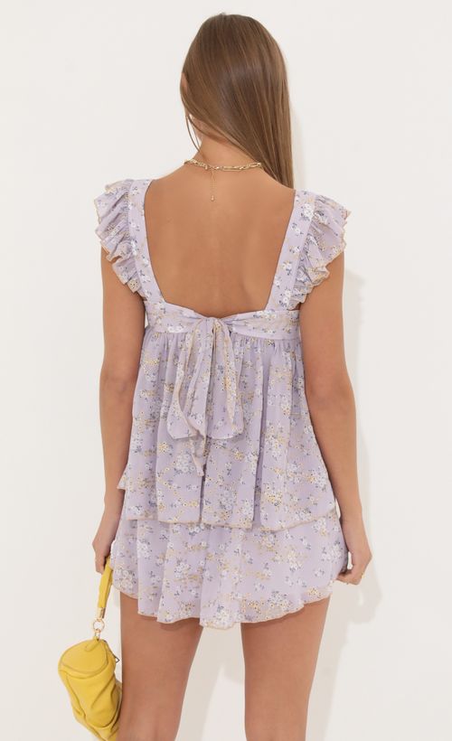 Picture Maude Baby Doll Dress in Floral Purple. Source: https://media.lucyinthesky.com/data/May22_1/500xAUTO/1V9A0924.JPG
