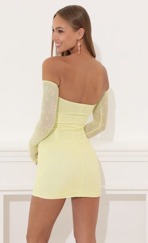 Picture Scarlette Bodycon Dress in Yellow. Source: https://media.lucyinthesky.com/data/May22_1/500xAUTO/1V9A1362.JPG