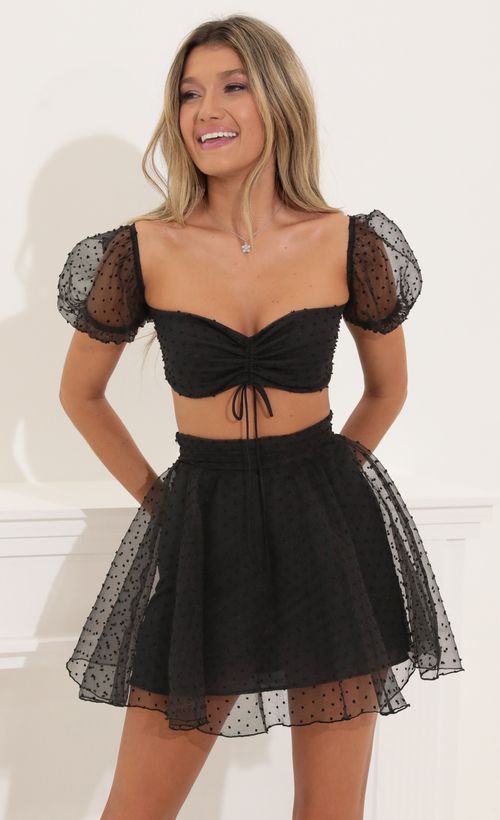 Picture Solay Baby Doll Two Piece Set in Black Dots. Source: https://media.lucyinthesky.com/data/May22_1/500xAUTO/1V9A2765.JPG