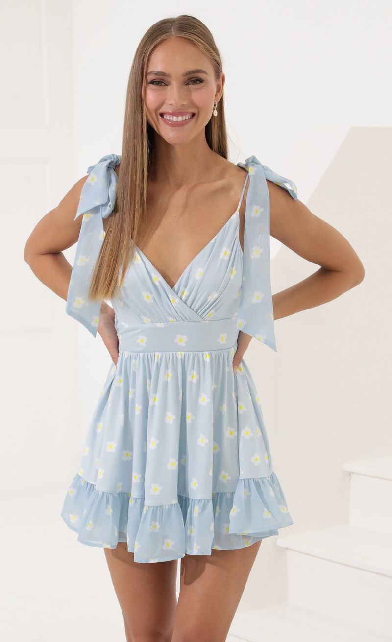 Azarliah Baby Doll Dress in Blue Daisy | Lucy in the Sky