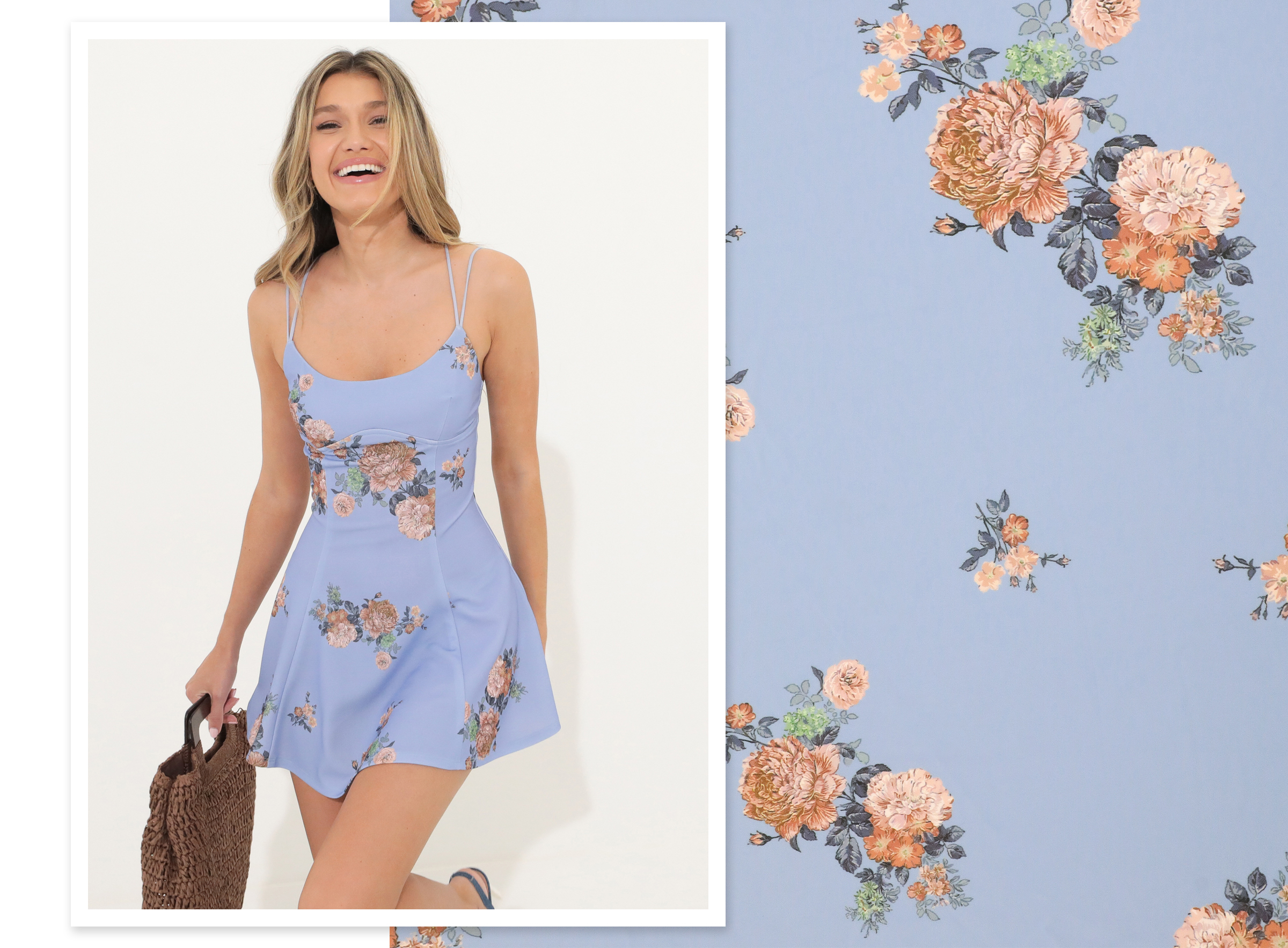 Joanna Floral Dress in Blue