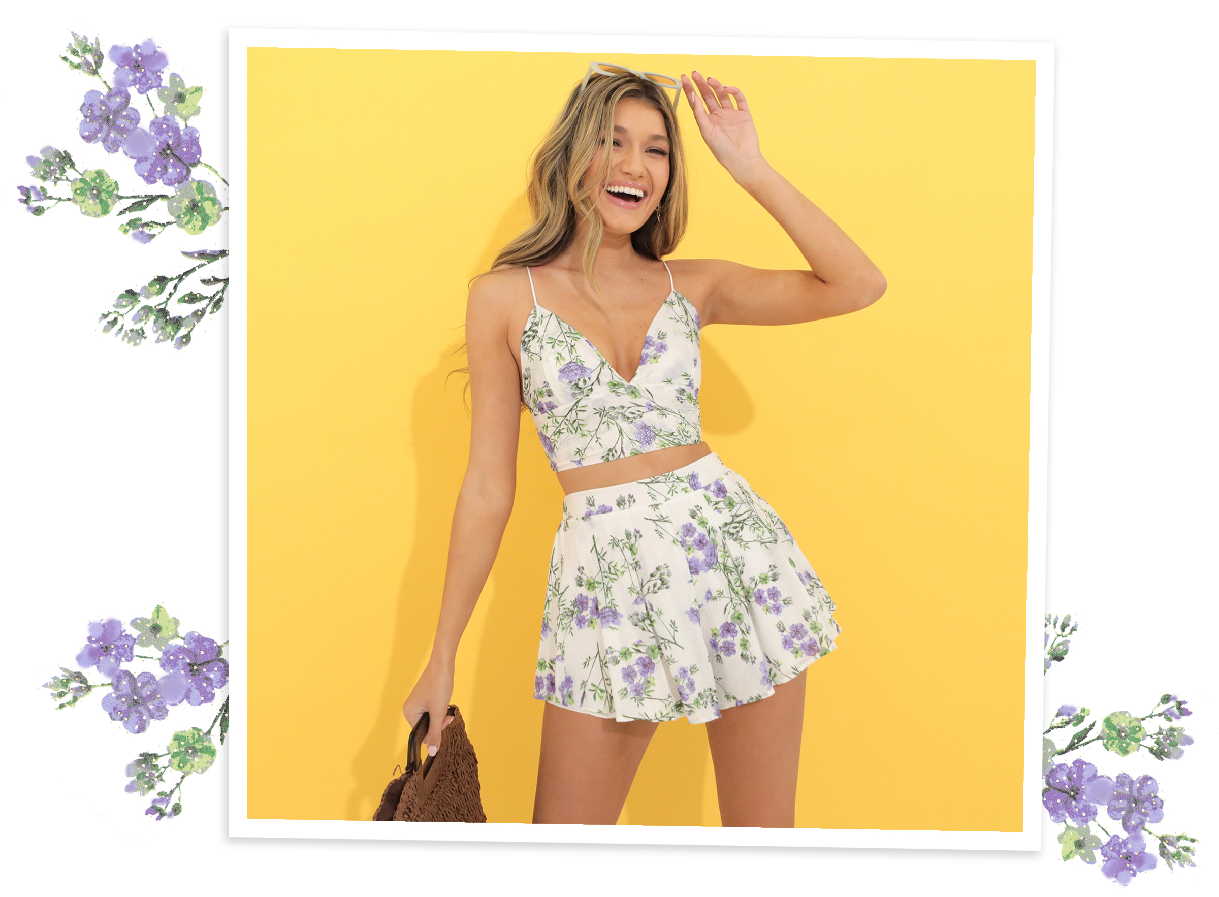 Picnic Pretty Two Piece Set in White Floral