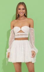 Picture Eve Floral Tulle Two Piece Set in White. Source: https://media.lucyinthesky.com/data/May22_2/150xAUTO/1V9A2252.JPG