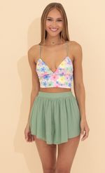 Picture Andy Floral Two Piece Shorts Set in Green. Source: https://media.lucyinthesky.com/data/May22_2/150xAUTO/1V9A8734.JPG