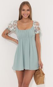 Picture thumb Leilani Crepe Baby Doll Dress in Teal. Source: https://media.lucyinthesky.com/data/May22_2/170xAUTO/1V9A2575.JPG