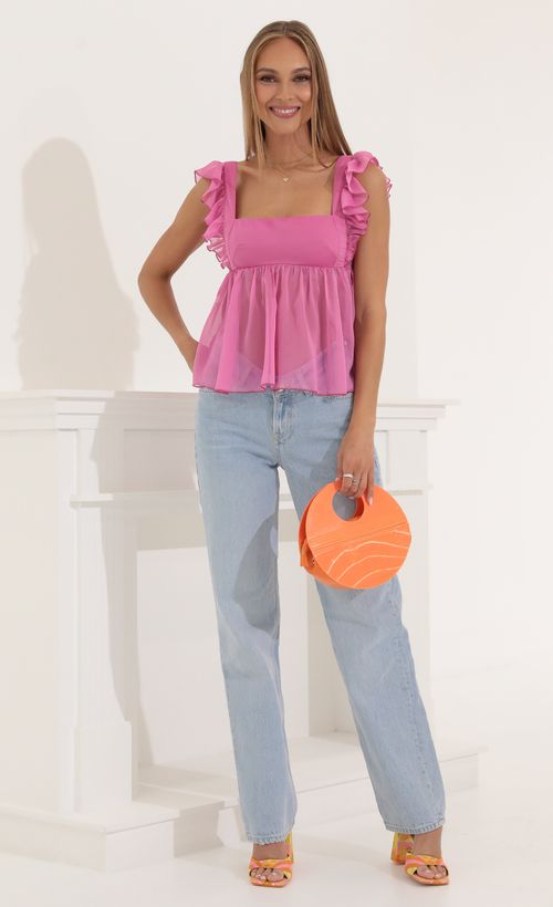 Picture Klaudine Baby Doll Top in Pink. Source: https://media.lucyinthesky.com/data/May22_2/500xAUTO/1V9A0937.JPG