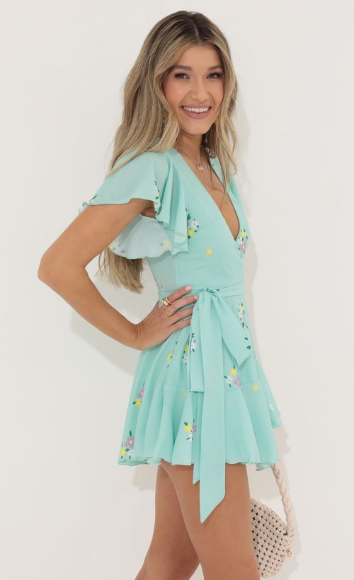 Picture Eliza Wrap Dress in Floral Mint. Source: https://media.lucyinthesky.com/data/May22_2/500xAUTO/1V9A1860.JPG