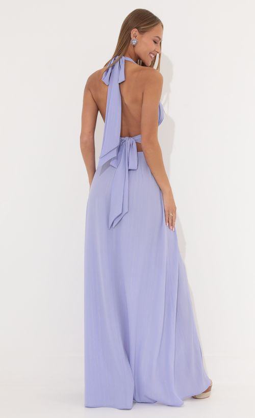 Picture Waverly Crepe Pinstripe Maxi Dress in Purple. Source: https://media.lucyinthesky.com/data/May22_2/500xAUTO/1V9A3234.JPG