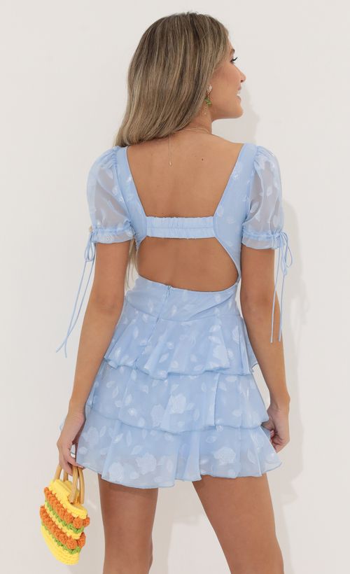 Picture Ivy Chiffon Ruffle Corset Dress in Blue. Source: https://media.lucyinthesky.com/data/May22_2/500xAUTO/1V9A4023.JPG