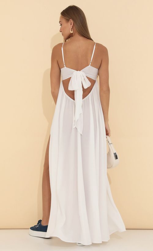 Picture Gisele Crepe Embroidered Maxi Dress in White. Source: https://media.lucyinthesky.com/data/May22_2/500xAUTO/1V9A4112.JPG