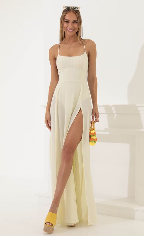 Picture Caitlin Crepe Pinstripe Maxi Dress in Cream. Source: https://media.lucyinthesky.com/data/May22_2/500xAUTO/1V9A4989.JPG
