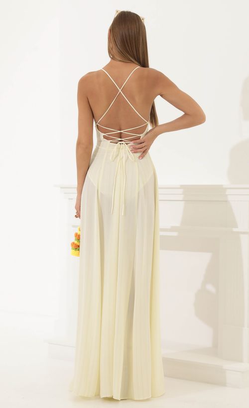 Picture Caitlin Crepe Pinstripe Maxi Dress in Cream. Source: https://media.lucyinthesky.com/data/May22_2/500xAUTO/1V9A5247.JPG