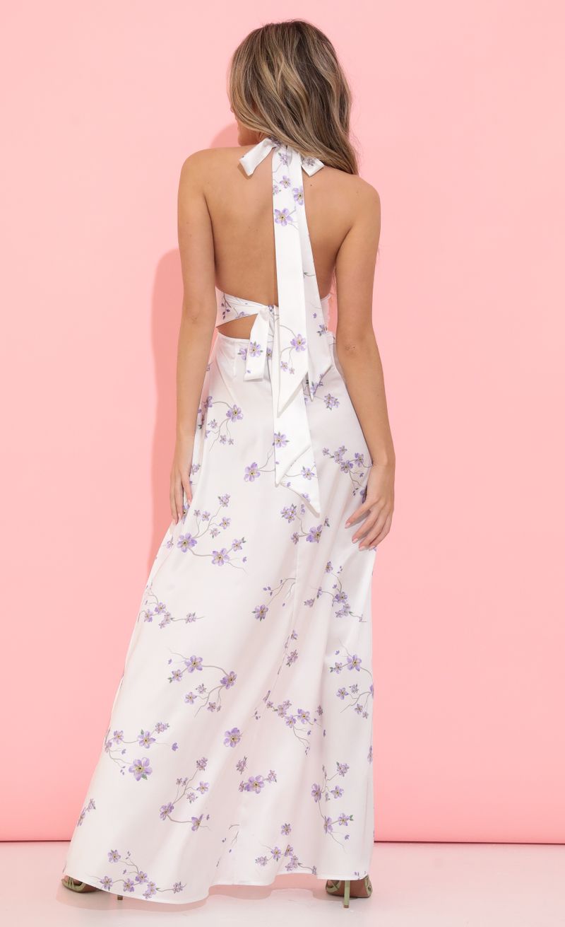 Picture Waverly Floral Crepe Satin Maxi Dress in White. Source: https://media.lucyinthesky.com/data/May22_2/800xAUTO/1V9A1977.JPG