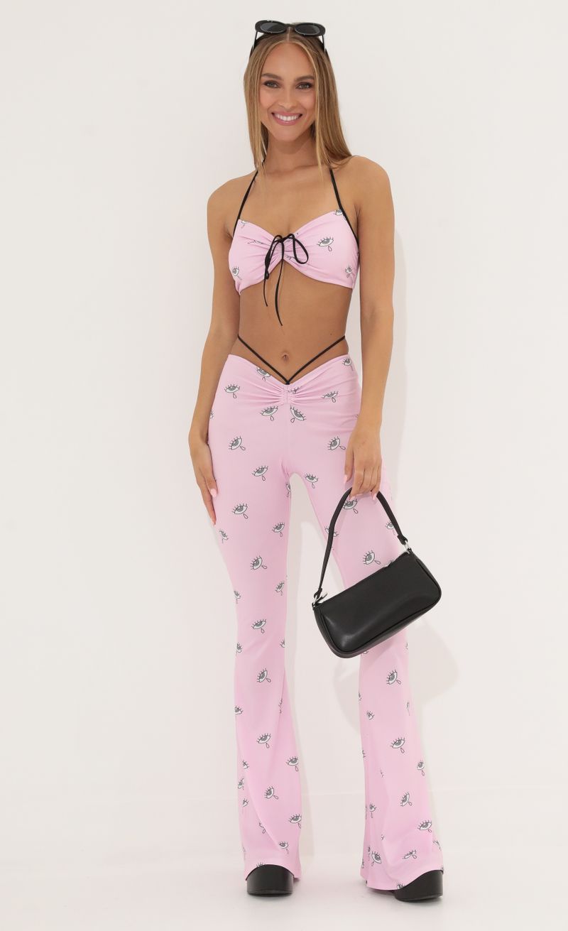 Picture Melli Two Piece Set in Pink Eye Print. Source: https://media.lucyinthesky.com/data/May22_2/800xAUTO/1V9A5307.JPG