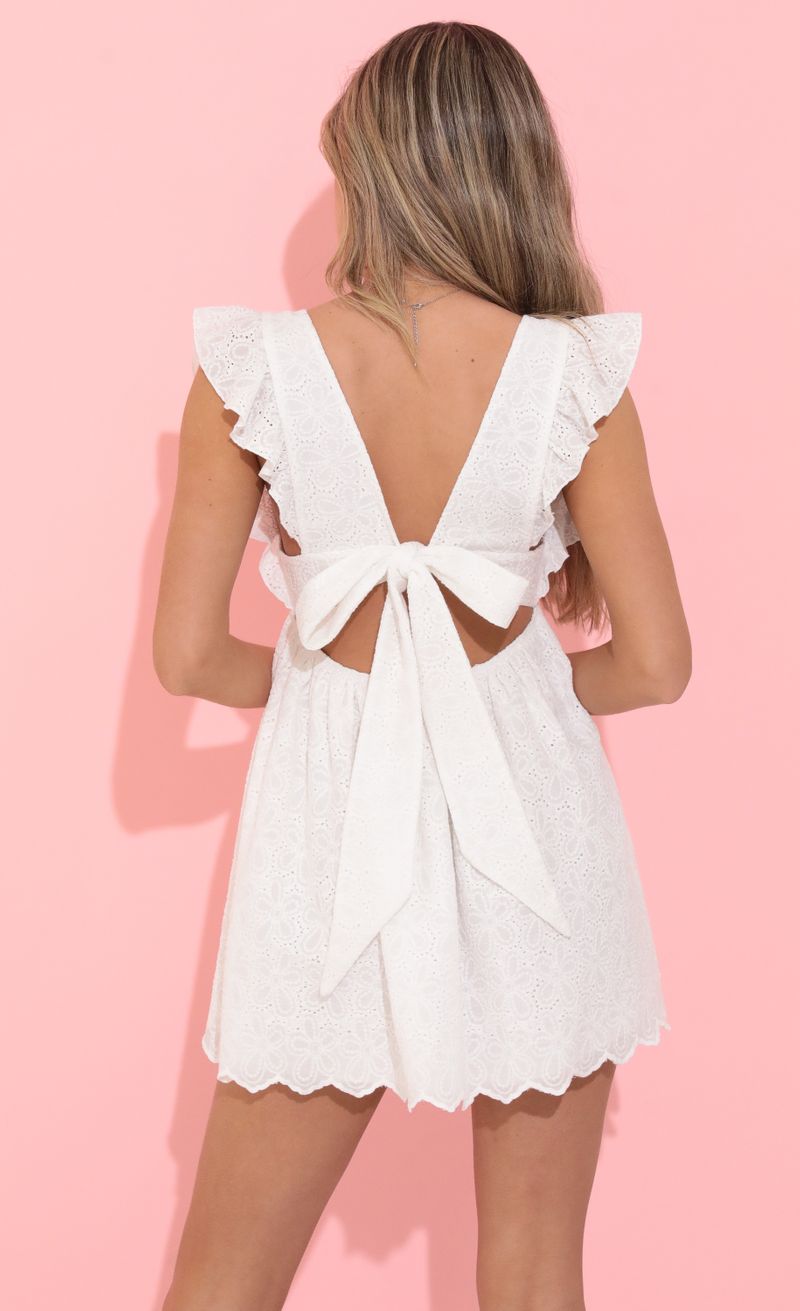 Picture Flor Embroidered Baby Doll Dress in White. Source: https://media.lucyinthesky.com/data/May22_2/800xAUTO/1V9A9408.JPG