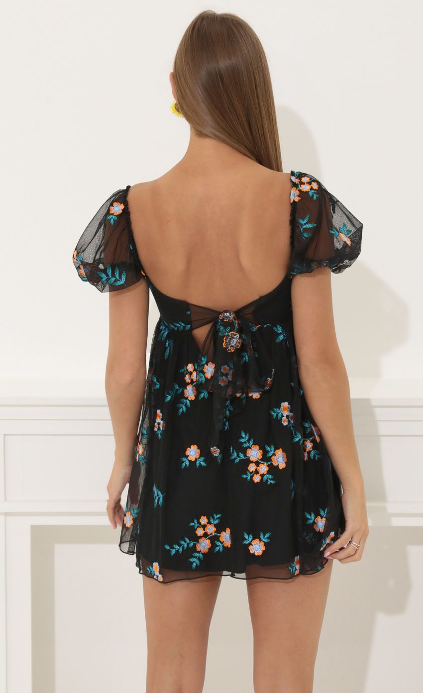 Picture Dalilah Floral Baby Doll Dress in Black. Source: https://media.lucyinthesky.com/data/May22_2/850xAUTO/1V9A8752.JPG