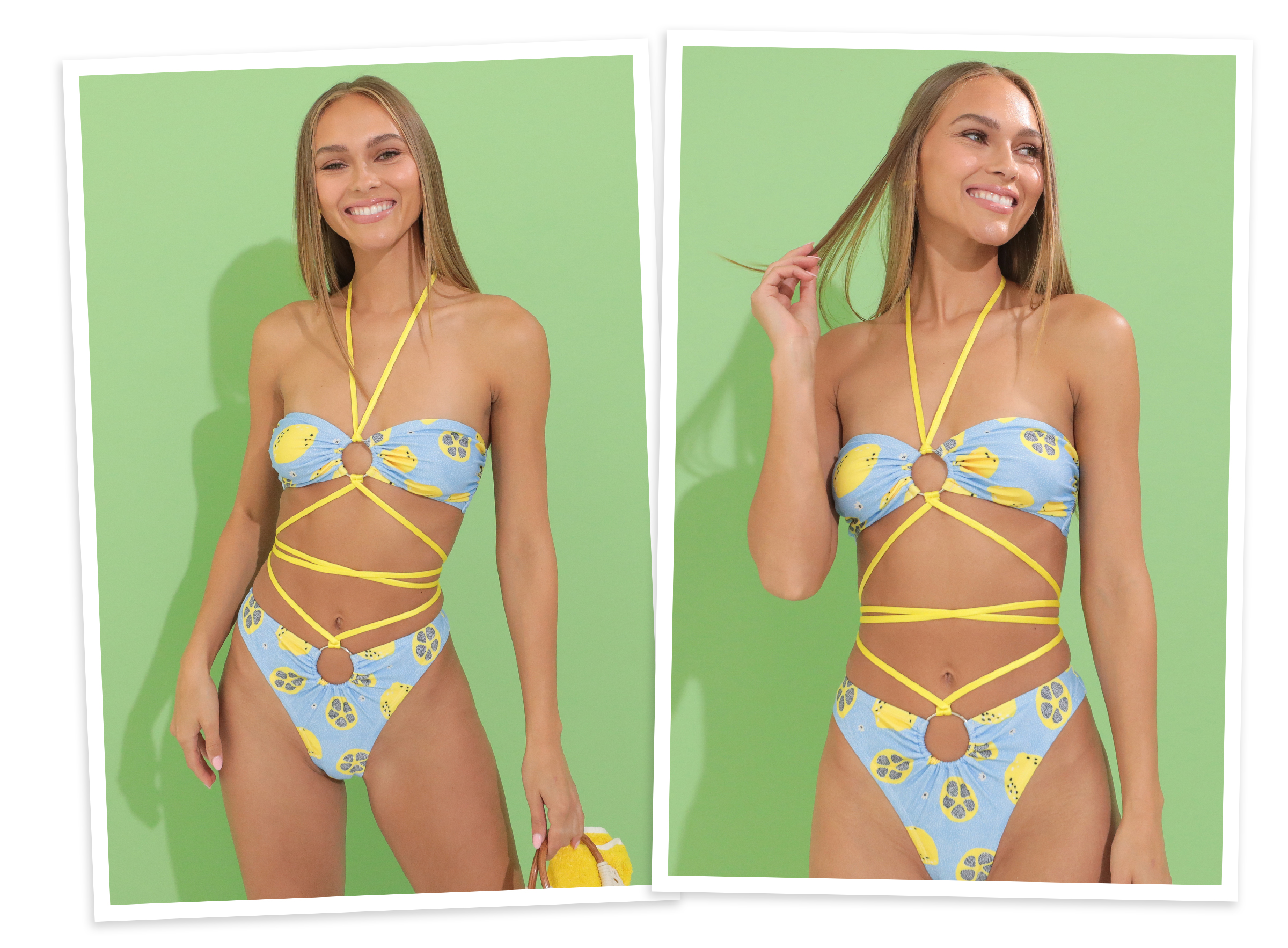 Venice Lemon O-Ring Bikini Set in Blue