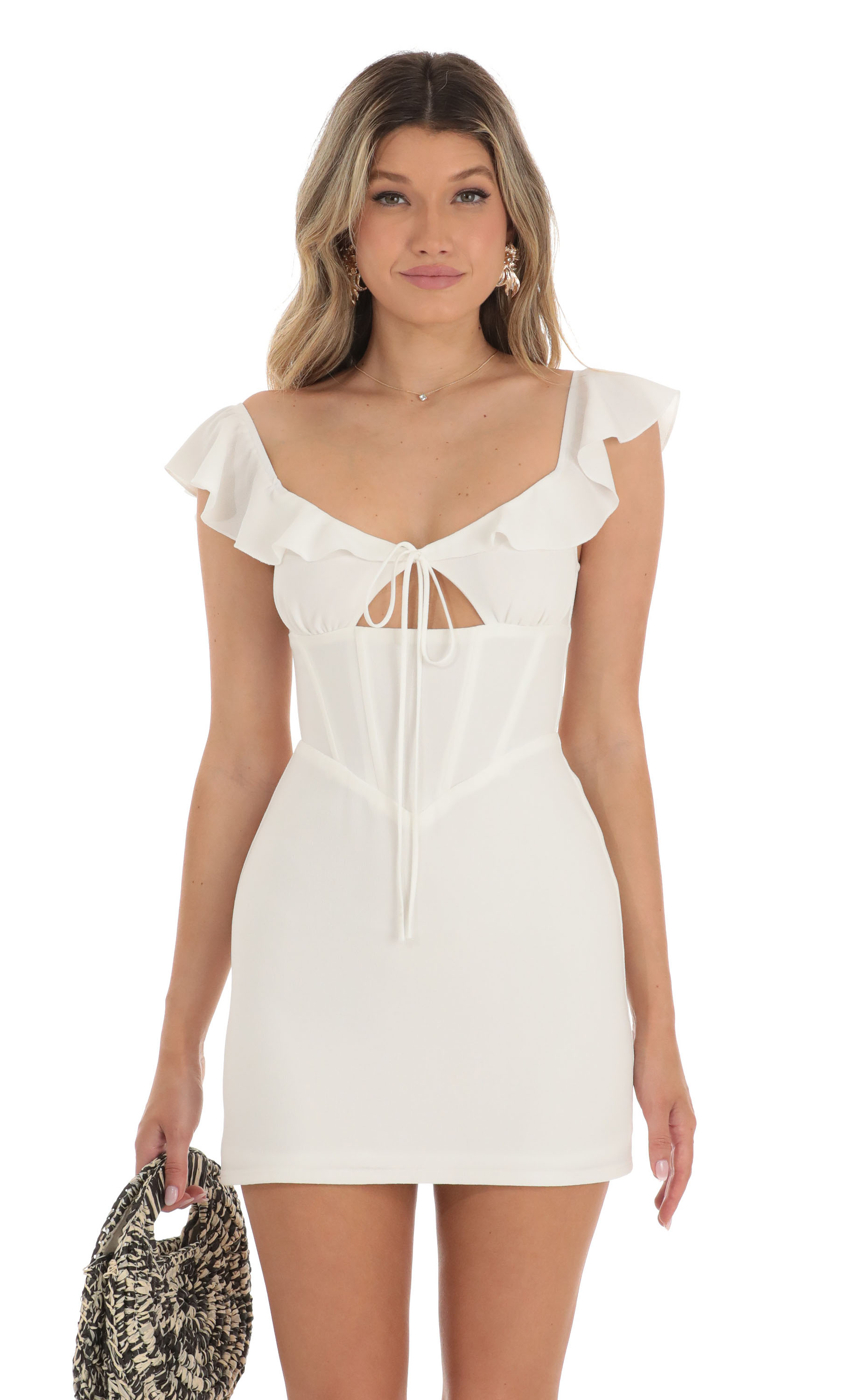 Philomena Crepe Corset Dress in White