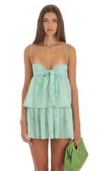 Picture Irena Jacquard Ruffle Dress in Neon Green. Source: https://media.lucyinthesky.com/data/May23/150xAUTO/2cbf32fc-7363-495d-afc1-e1602a84e9c6.jpg
