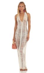 Picture Baja Crochet Plunge Neck Maxi Dress in Ivory. Source: https://media.lucyinthesky.com/data/May23/150xAUTO/cb2eb6b5-d59b-48b3-9e7d-0c6f9d074fc3.jpg
