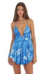 Picture Jaylyn Flare Romper in Blue Swirl. Source: https://media.lucyinthesky.com/data/May23/150xAUTO/fcfa2432-b6a0-4428-affc-9cecc26d14ec.jpg