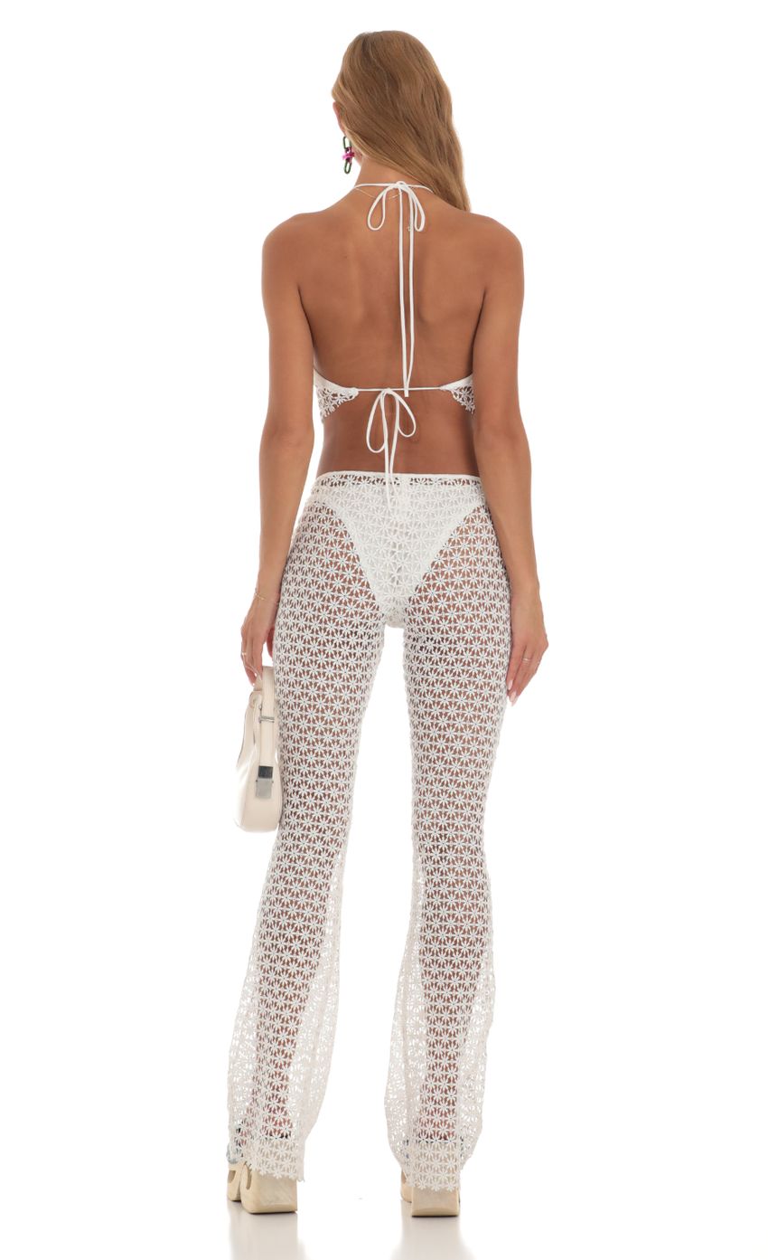 Picture Gobi Crochet Three Piece Pants Set in White. Source: https://media.lucyinthesky.com/data/May23/850xAUTO/3d3493dc-6287-4910-b328-ececa71a7a50.jpg