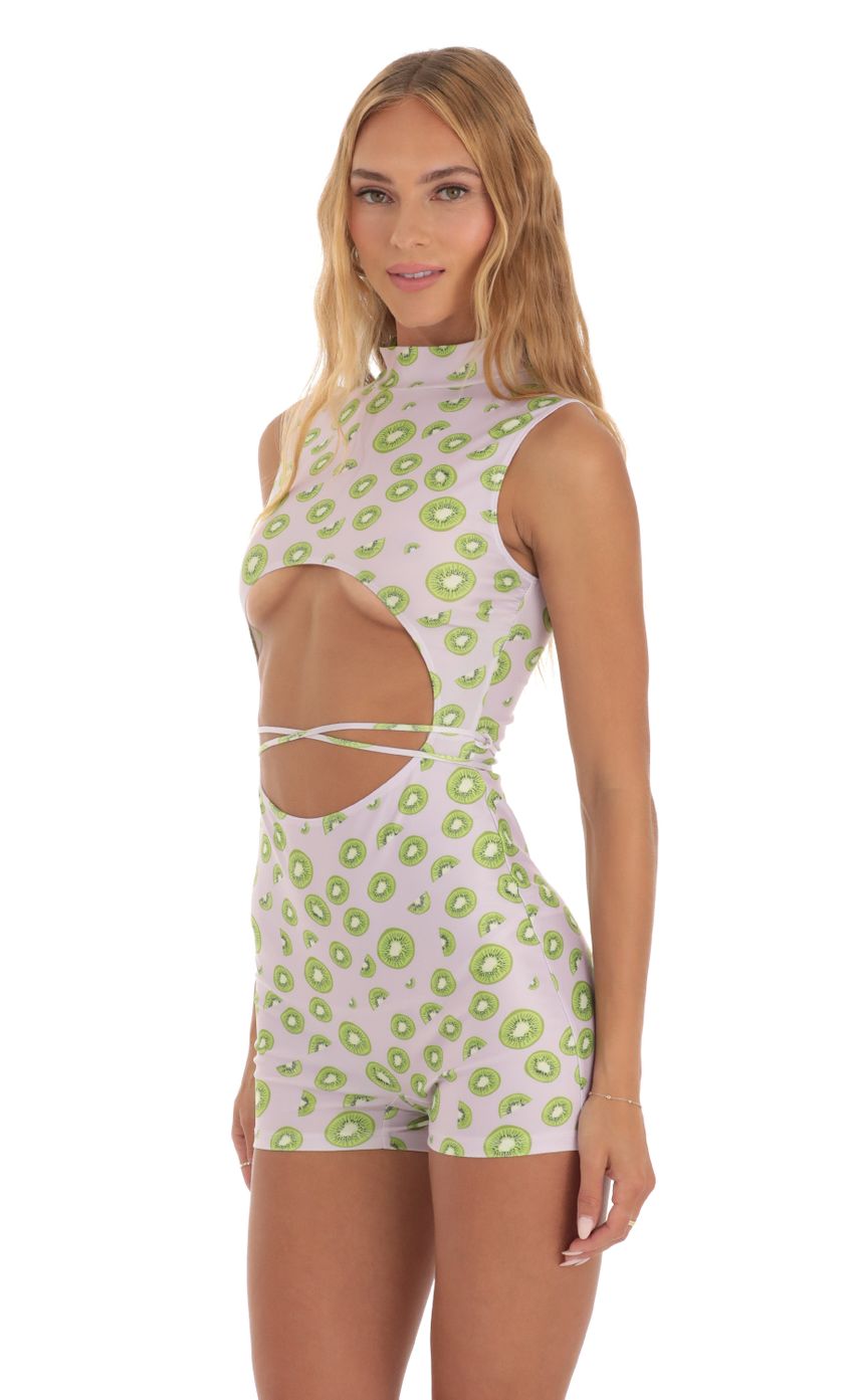 Picture Keily Kiwi Cutout Romper in Purple. Source: https://media.lucyinthesky.com/data/May23/850xAUTO/3e0bd2f2-d5d3-44d4-ad92-83fb2aa42c95.jpg