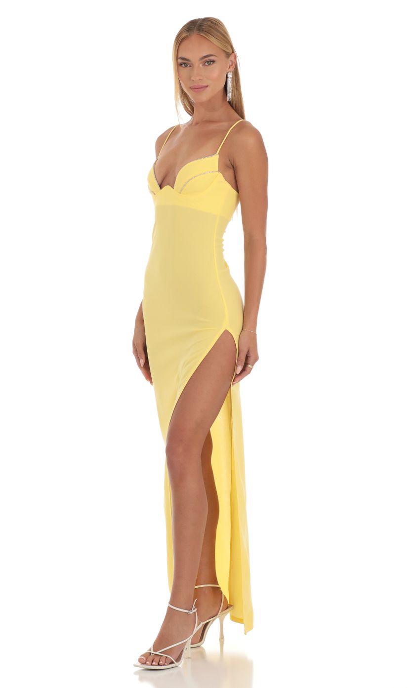 Picture Janece Crepe Rhinestone Corset Maxi Dress in Yellow. Source: https://media.lucyinthesky.com/data/May23/850xAUTO/42ec339a-d2e6-409c-a1a8-d55c376ca84a.jpg