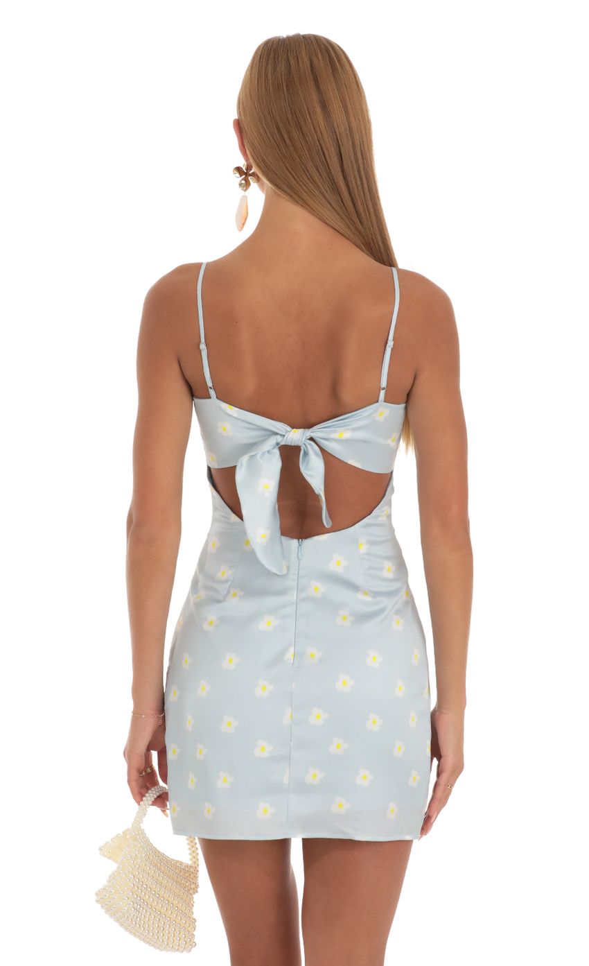 Picture Raya Floral Satin Tie Back Dress in Sky Blue. Source: https://media.lucyinthesky.com/data/May23/850xAUTO/4c52337d-8d25-4146-a071-9384c8394431.jpg