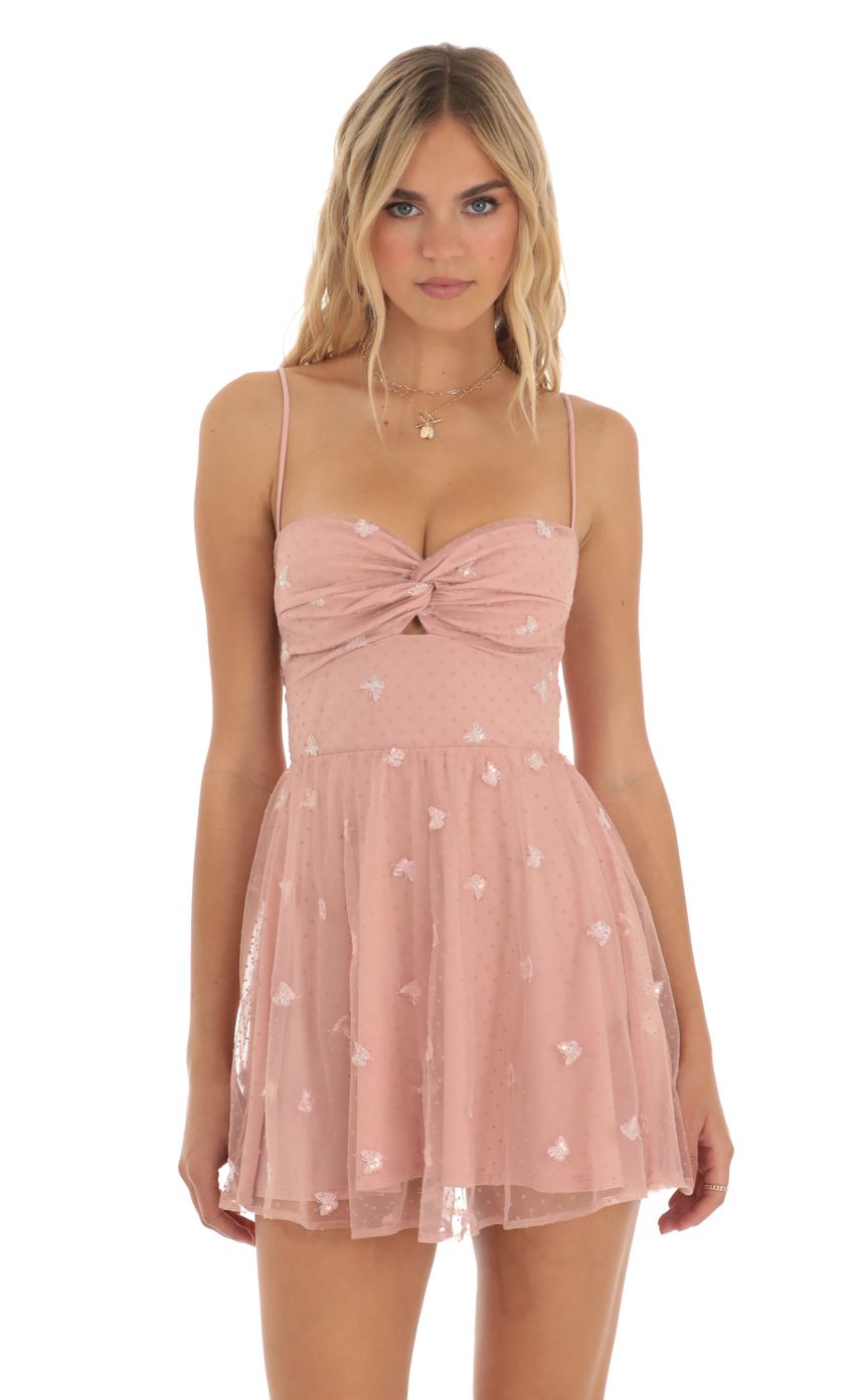 Picture Micah Butterfly Dotted Dress in Pink. Source: https://media.lucyinthesky.com/data/May23/850xAUTO/6b5a52df-25f6-42e6-b7ea-5ec1f38c1eb9.jpg