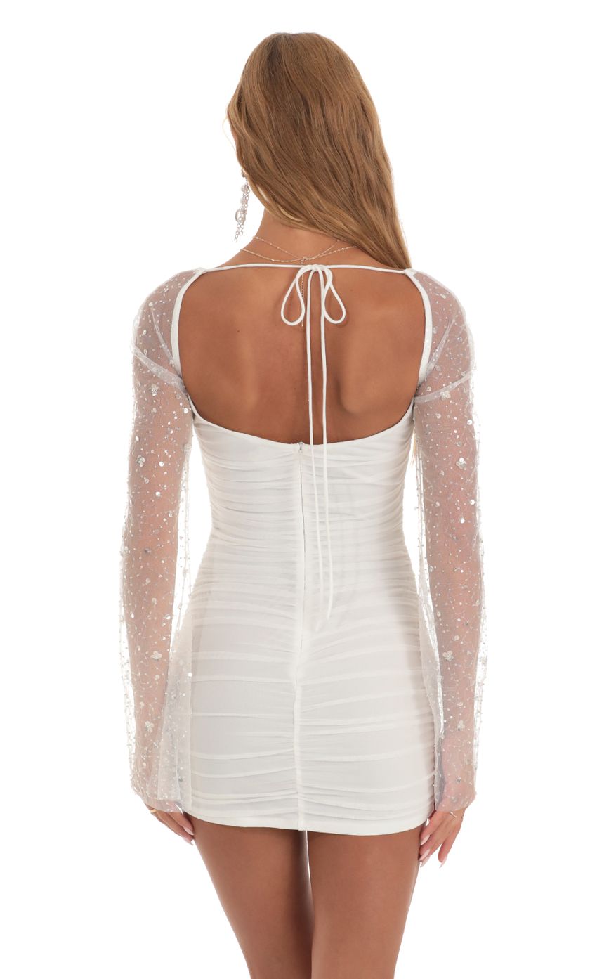 Picture Ziggy Mesh Sequin Mini Dress in White. Source: https://media.lucyinthesky.com/data/May23/850xAUTO/6ee954d2-7383-4c74-944a-8108889a716e.jpg