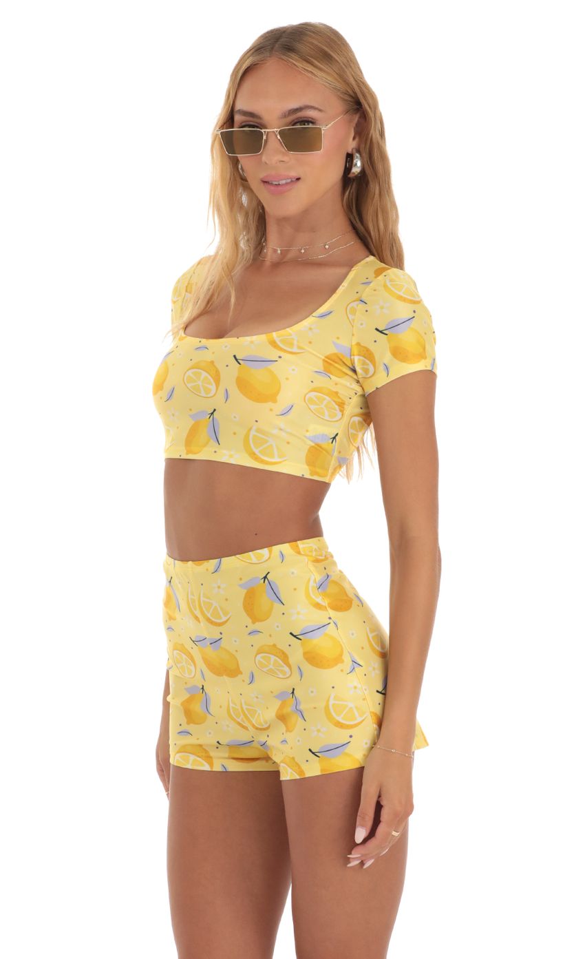 Picture Zell Lemon Two Piece Short Set in Yellow. Source: https://media.lucyinthesky.com/data/May23/850xAUTO/76eddae7-3ce9-499e-ade5-be373a713f0b.jpg