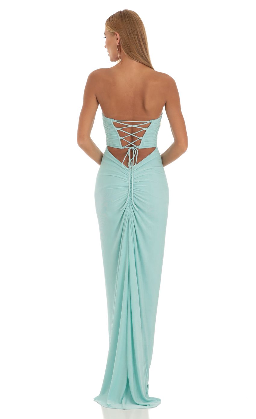 Picture Macey Corset Strapless Dress in Mint Blue. Source: https://media.lucyinthesky.com/data/May23/850xAUTO/79b8721e-8ff7-44e4-bc63-7597008e94be.jpg