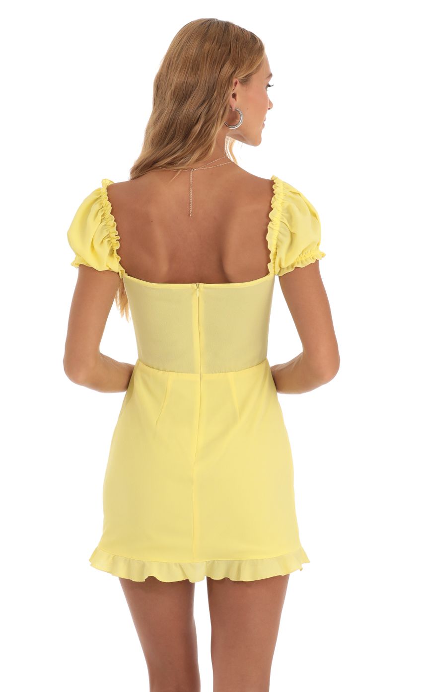Picture Harris Puff Sleeve Mini Dress in Yellow. Source: https://media.lucyinthesky.com/data/May23/850xAUTO/8b3c32ae-a828-4920-8256-cf4c9bac491e.jpg
