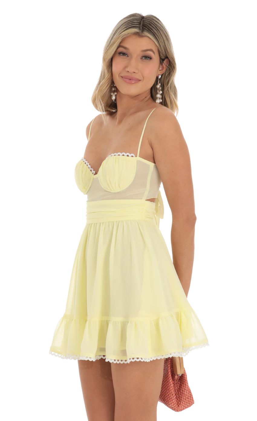 Picture Rory Chiffon Mini Dress in Yellow. Source: https://media.lucyinthesky.com/data/May23/850xAUTO/97ce28ca-f133-4669-a39c-869e39725563.jpg