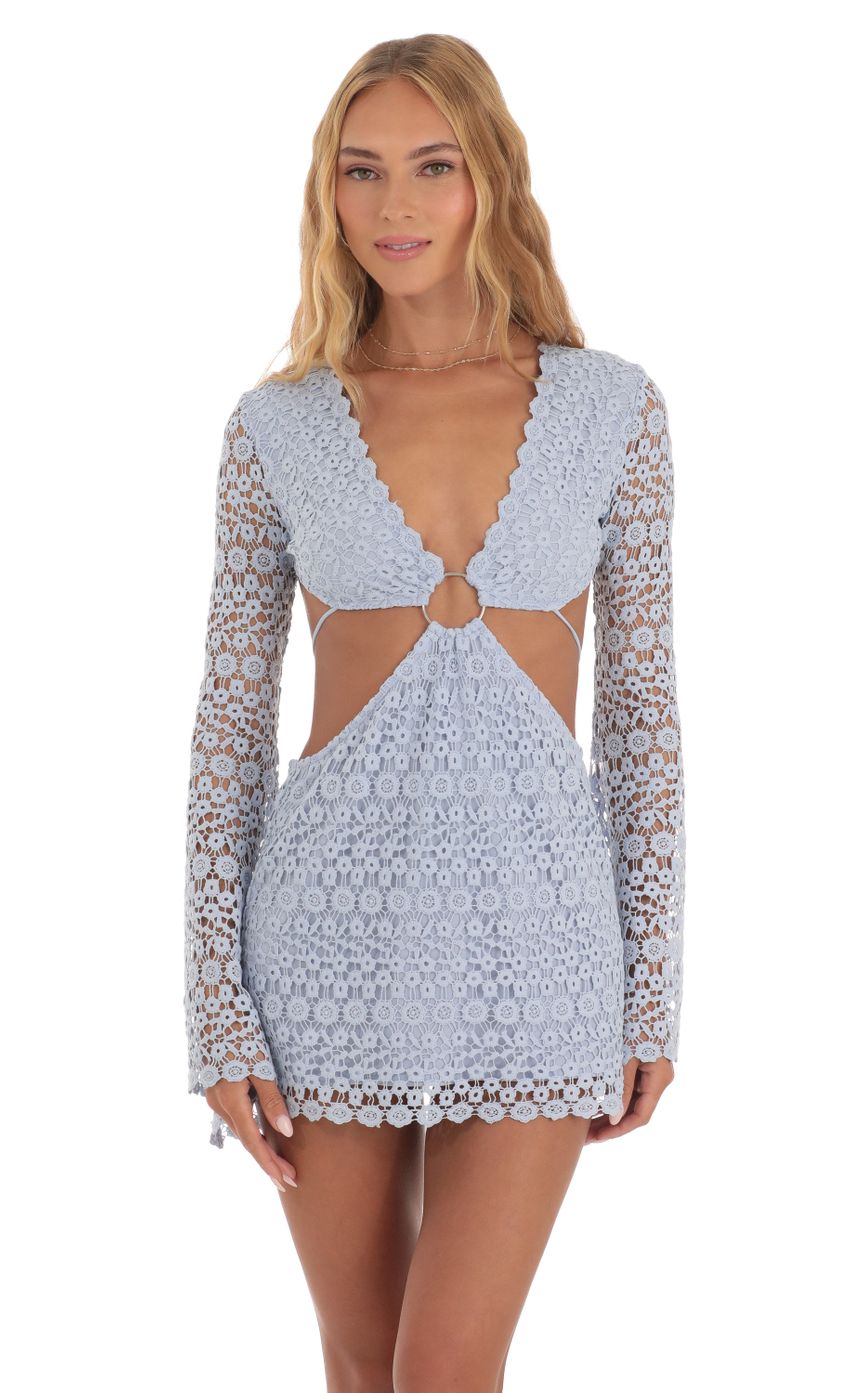 Picture Ethelyn Cut-Out Mini Dress in Blue. Source: https://media.lucyinthesky.com/data/May23/850xAUTO/b9659543-6b03-4df0-a4c8-1e2ac09263ca.jpg