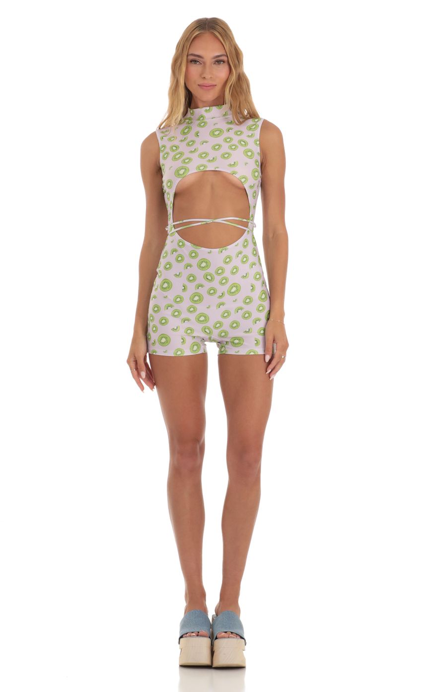 Picture Keily Kiwi Cutout Romper in Purple. Source: https://media.lucyinthesky.com/data/May23/850xAUTO/dc567d53-77b0-48dd-ad31-05a106ff72b0.jpg