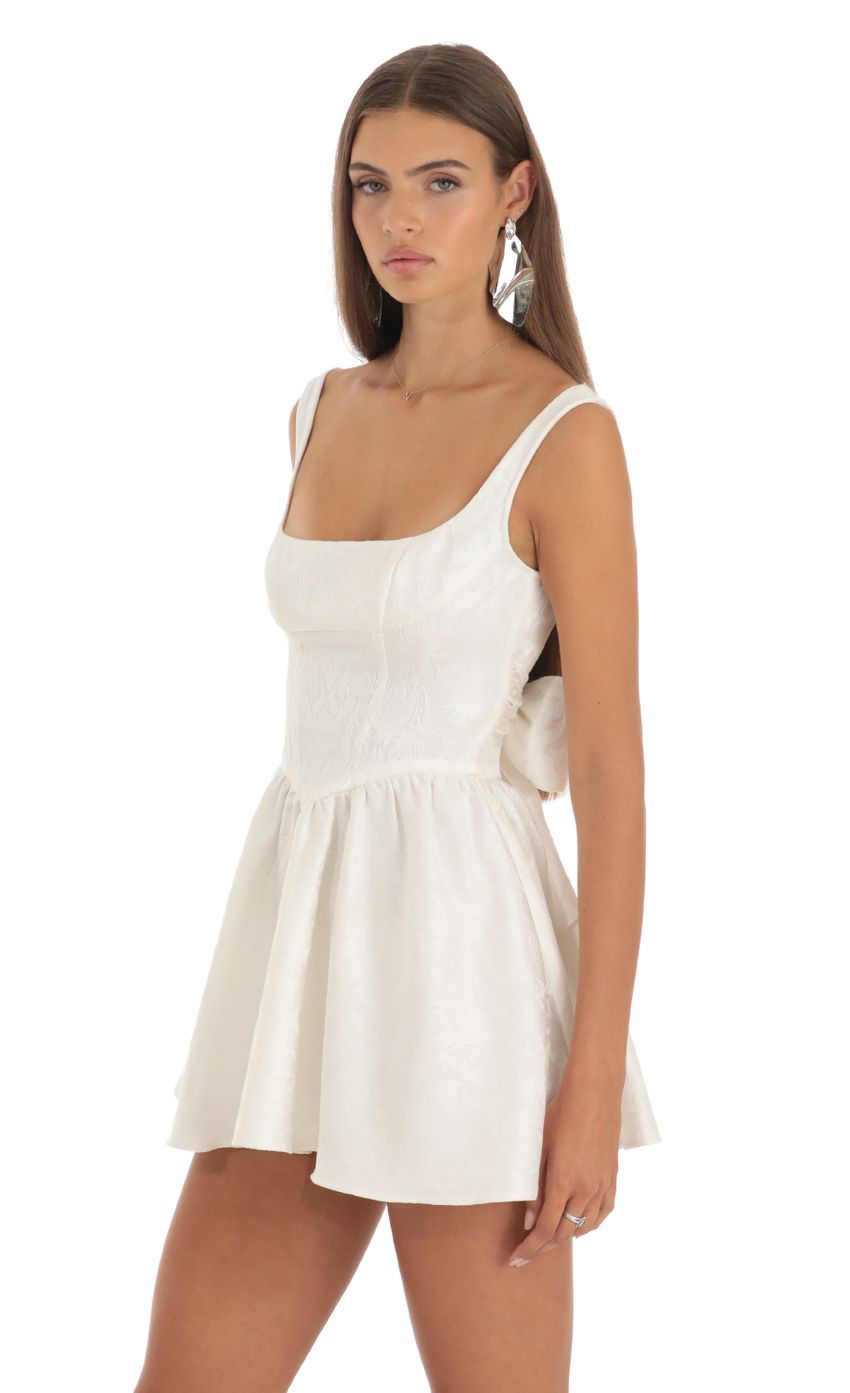 Picture Indiana Jacquard Mini Dress in White. Source: https://media.lucyinthesky.com/data/May23/850xAUTO/dd94a038-8296-44ea-b4bc-36c39dd7a4c2.jpg