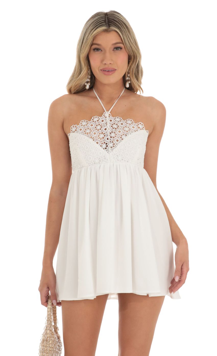 Pixie Embroidered BabyDoll Dress in White LUCY IN THE SKY