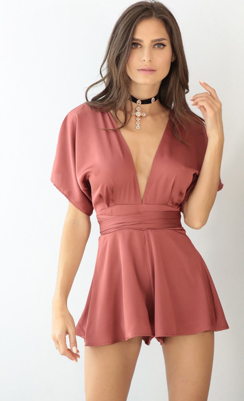 Picture Feeling The Night Romper In Coral. Source: https://media.lucyinthesky.com/data/Nov17_1/800xAUTO/0Y5A5785SS.JPG