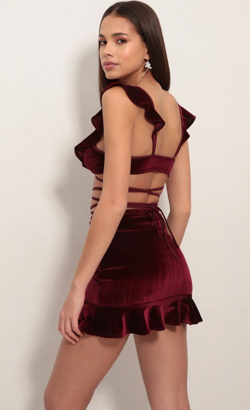 Picture Madison Ruffle Set In Velvet Wine. Source: https://media.lucyinthesky.com/data/Nov18_2/500xAUTO/0Y5A2049.JPG
