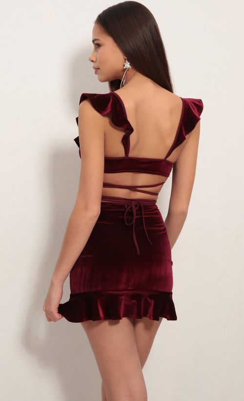 Picture Madison Ruffle Set In Velvet Wine. Source: https://media.lucyinthesky.com/data/Nov18_2/500xAUTO/0Y5A2052.JPG