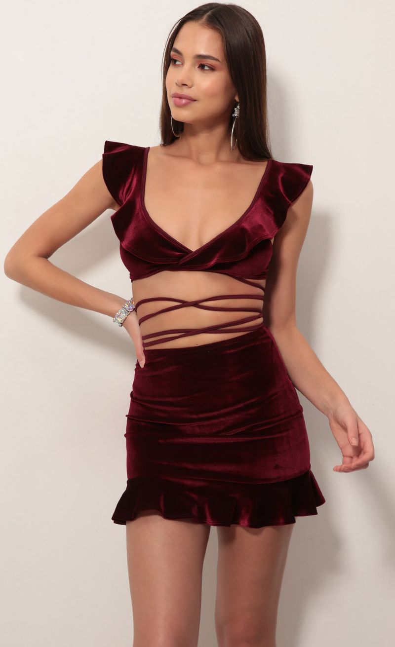 Picture Madison Ruffle Set In Velvet Wine. Source: https://media.lucyinthesky.com/data/Nov18_2/800xAUTO/0Y5A2013.JPG