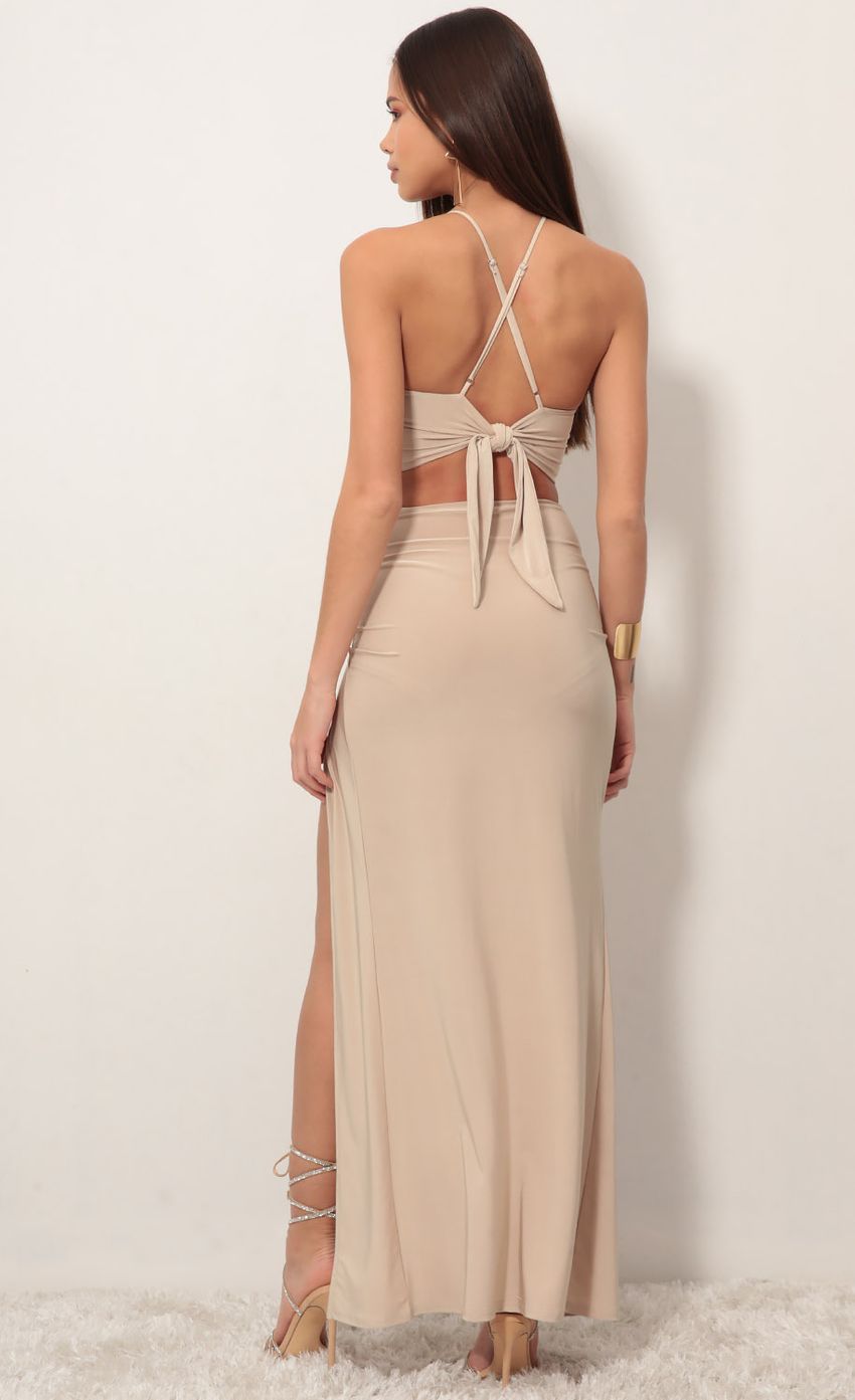 Picture Audrey Lace Maxi Set in Golden Beige. Source: https://media.lucyinthesky.com/data/Nov18_2/850xAUTO/0Y5A1097.JPG