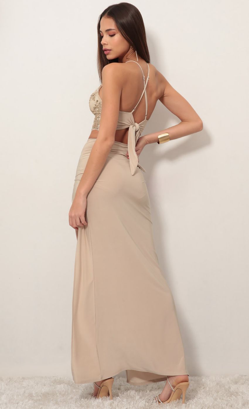 Picture Audrey Lace Maxi Set in Golden Beige. Source: https://media.lucyinthesky.com/data/Nov18_2/850xAUTO/0Y5A1102.JPG